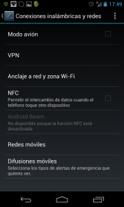 Menú Ajustes Mas