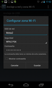 Menu Ajustes Configurar Zona WiFI